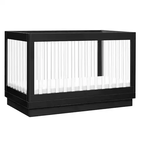 Harlow Acrylic 3-in-1 Convertible Crib (Black)