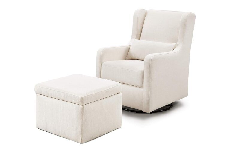 Swivel Glider with Storage Ottoman (Beige)