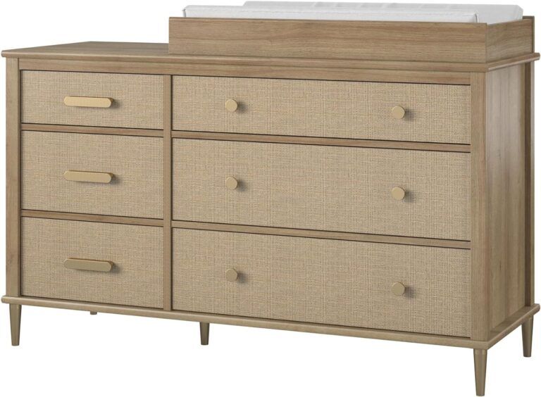 WAMPAT 6 Drawers Dresser for Bedroom, 47.2" Wide Double Dressers with Chest of Drawers, Modern Oak Brown