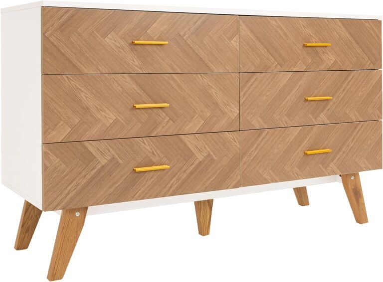 Mid-Century Modern Dresser Wide 6 Chest of Drawers