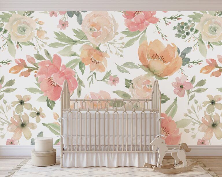 Pink Orange Flowers Removable Mural