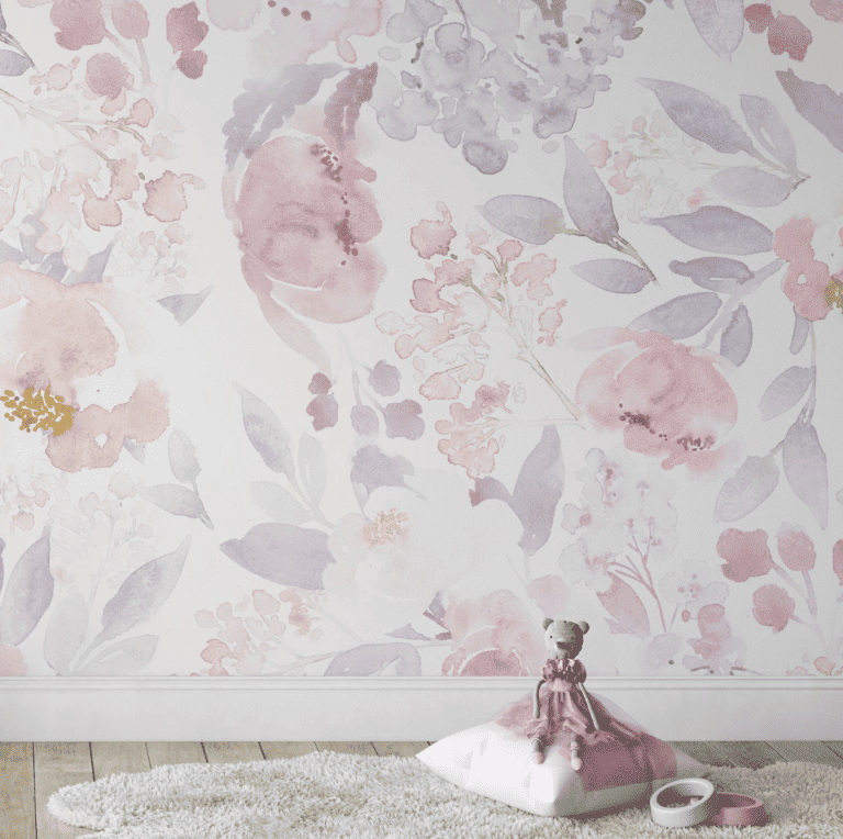 Floral Pink Lavender Wallpaper