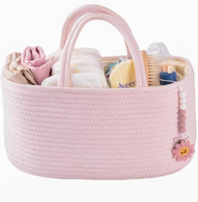 Pink Woven Diaper Caddy