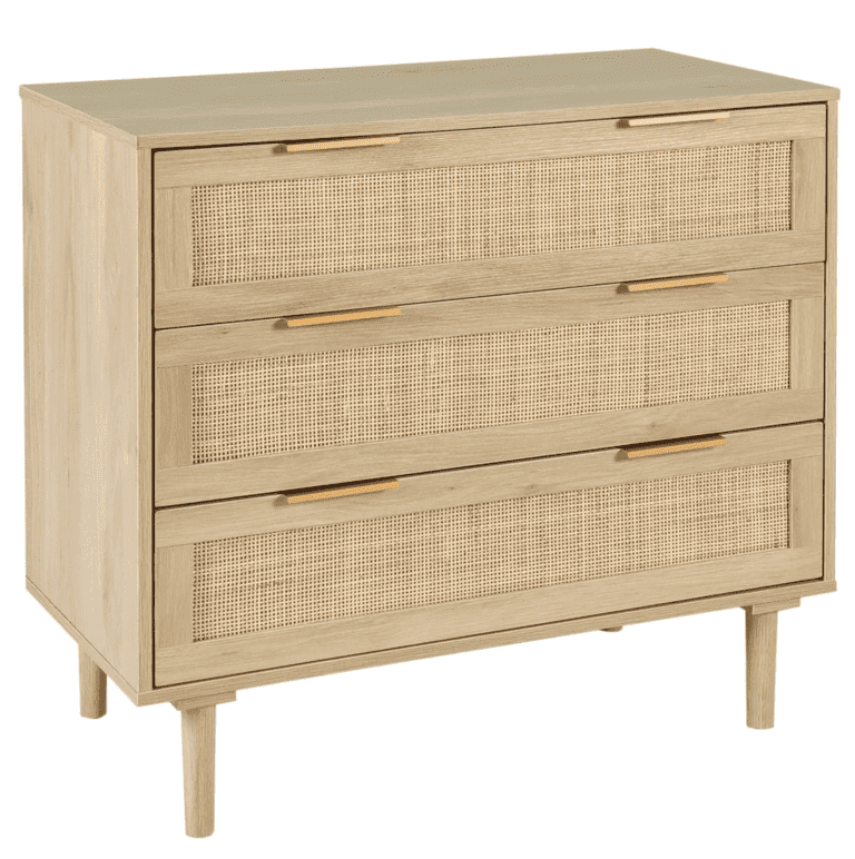 HOPUBUY 3 Drawer Dresser for Bedroom, Rattan Dresser