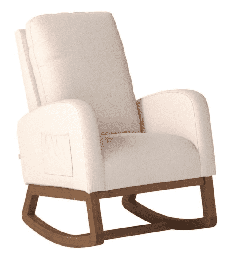 Dolonm Rocking Chair Mid-Century Modern Nursery, Beige