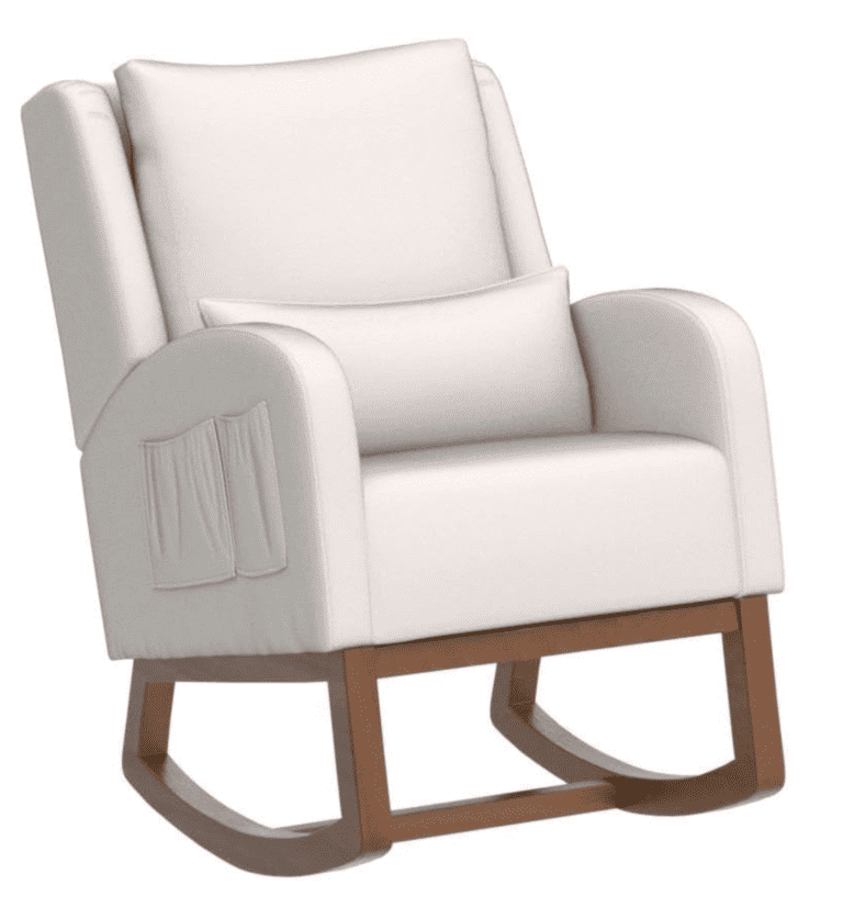 Iroomy Modern Accent Rocking Chair, Beige