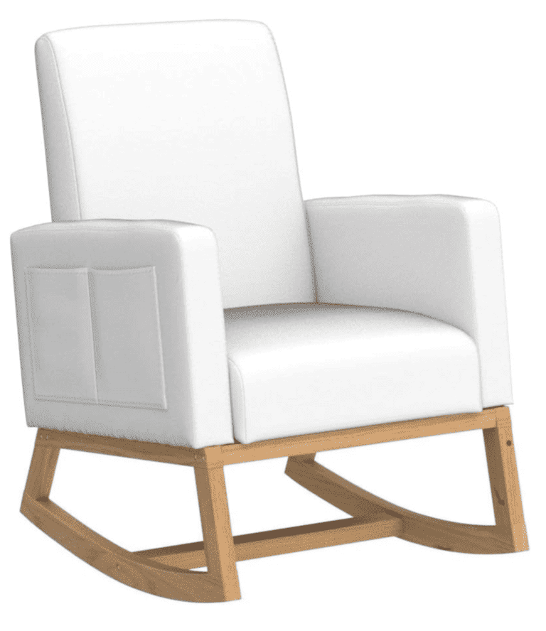 ONPNO Fabric High-Back Rocking Accent Chair, White