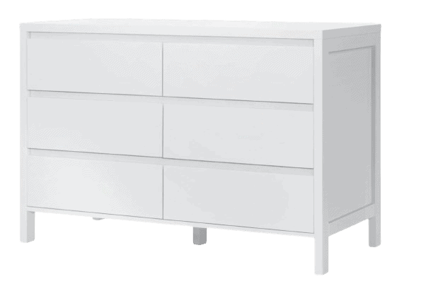 Vikiullf White 6 Drawer Dresser
