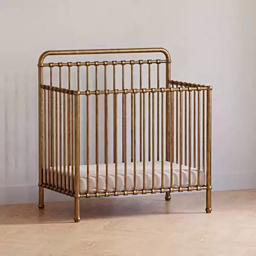 NAMESAKE Winston 4-in-1 Convertible Mini Metal Crib in Vintage Gold