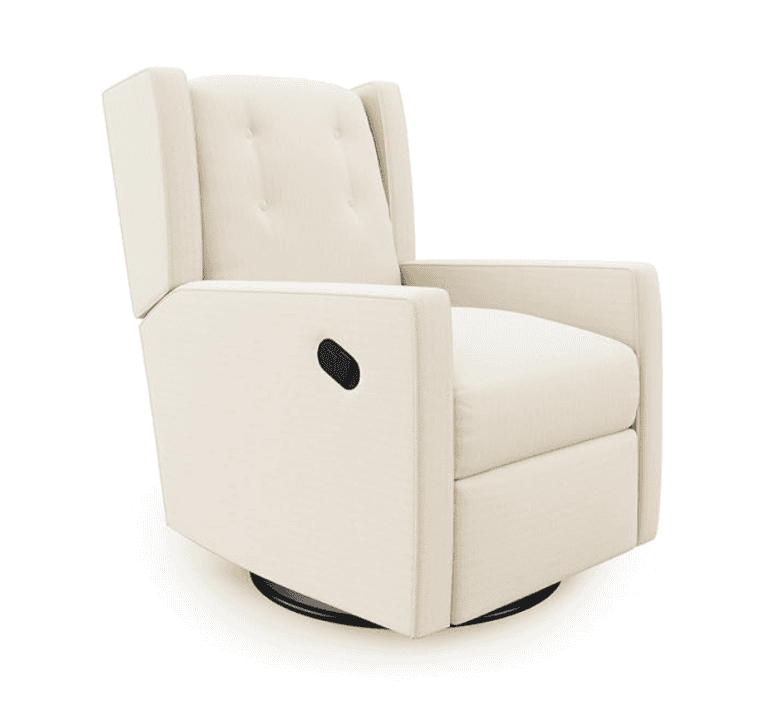 Baby Relax Mikayla 4-in-1 Swivel Glider Rocker Recliner Chair, White Microfiber