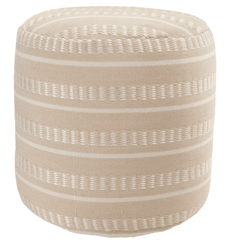 CC Home Furnishings 20 Peach and White Striped Round Outdoor Patio Pouf Ottoman