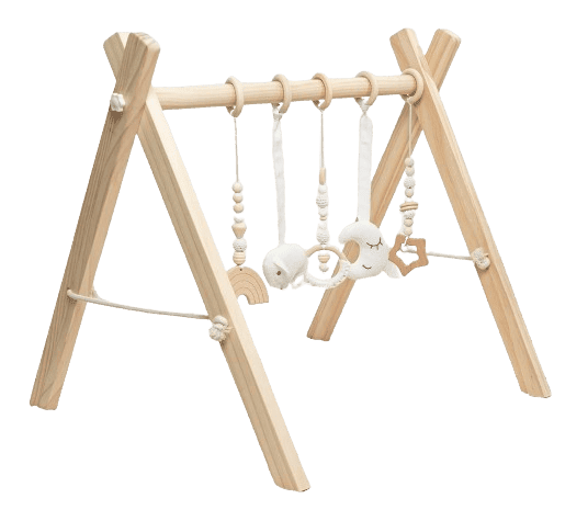 Comfy Cubs Baby Play Gym Set, Wooden Baby Playgym