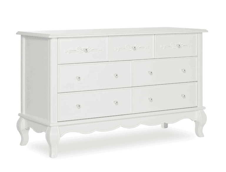 Evolur Aurora 7 Drawer Double Dresser, Frost White