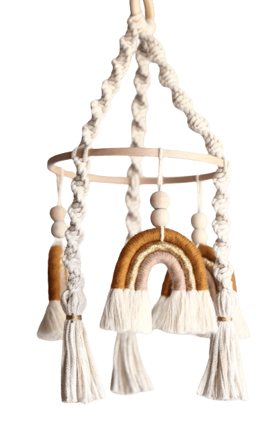 Rainbow Baby Mobile Hanging Boho Tassels