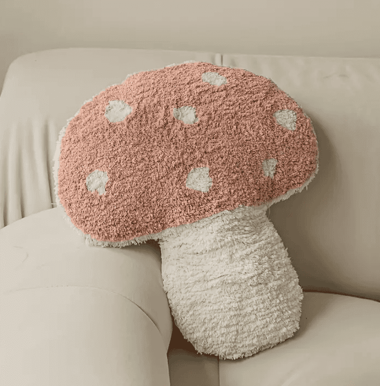 Whimsical Washable Mushroom Cushion