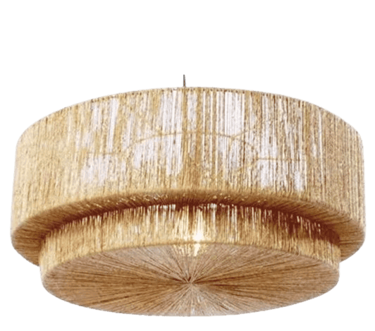 Woven Coastal Beach Natural Brown Jute 2 Tier Pendant